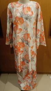 White Baju Kurung Kebaya Kebarung with Orange