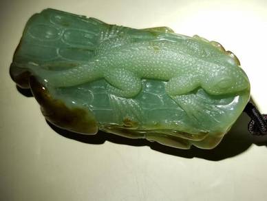 Icy Ice Green Burma Jadeite Jade LIZARD Pendant