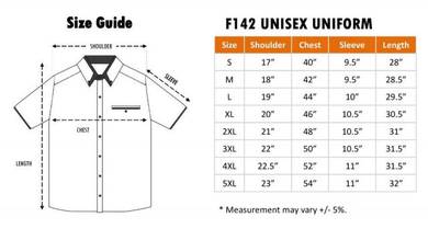 F1 Uniform 60% Cotton 40% Pol 140Gsm Unisex F142XX