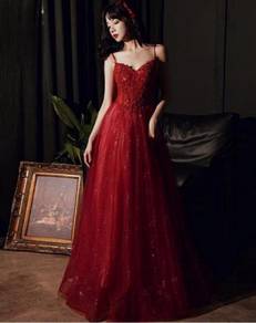 Red glitter prom wedding bridal dress gown RBP1509