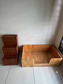 Wooden Pet Stairs + Pet Bed