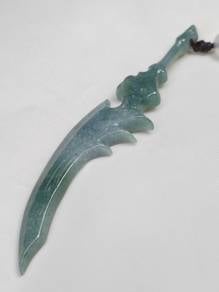 Liontin Pedang Giok Jadeite Jed Kewiraan Asli