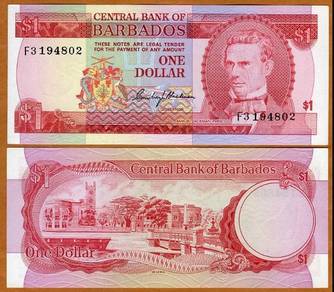 BARBADOS 1 DOLLAR Banknote 1973 - P 29a ef