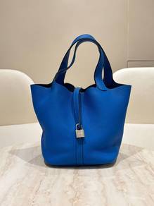 Hermes Picotin Lock 22 In Bleu Hydra Togo Leather