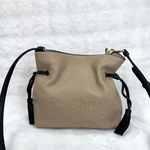 Coach taupe pebbled leather Andy crossbody bag