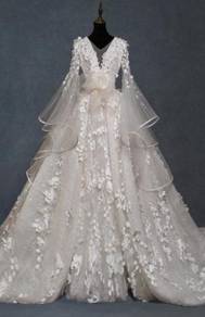 Cream long sleeve wedding bridal dress gown RB0784