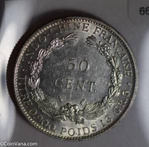 French indo-china 50 cent silver coin 1936