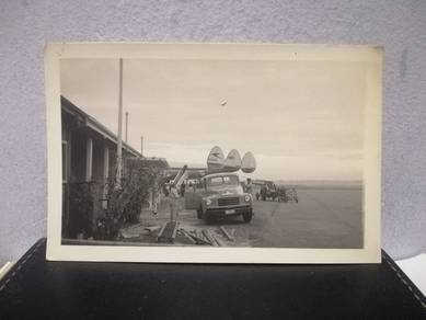 Vintage B & W Photo Airport Aircraft Truck