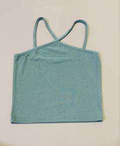 Sage green cross back crop top