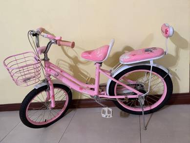 Pink 20-Inch Kids Bicycle with Basket & Rear Seat