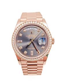 Rolex Day Date 36 Grey Diamond Bezel 128345RBR