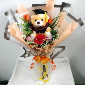 Artificial Flower & Convo Bear Hand Bouquet 