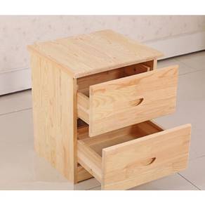 BROWN 2 Drawer Bedside Table Organizer Shelves