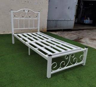 YF14 Katil Besi Single Metal Bed Frame White