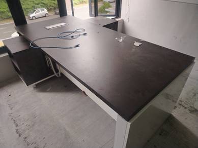 7FT Brown L Shape Table wt Cabinet TF940