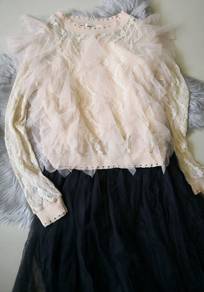 1 Set Ladies Dinner Party Gauze Long Dress Skirt