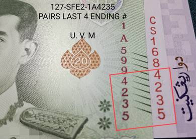 2 Malaysian Ringgit 20 Thai Baht Banknotes 