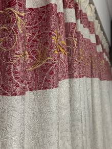 Striped Red and White Curtains Langsir