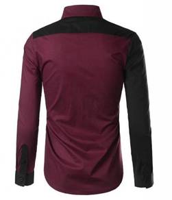 F0589 Red Maroon Formal Business Long Sleeve Shirt
