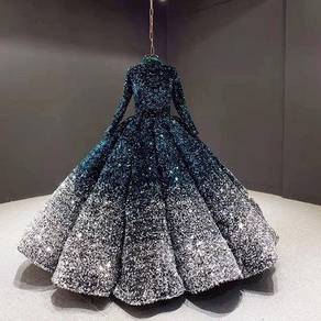 Ombre long sleeve sequin wedding dress gown RB2240