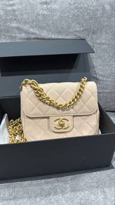 Authentic Chanel Pink Mini Square S23 calfskin Bag