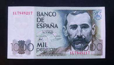 Spain 1000 Pesetas Paper Money 1979 - P158  AU
