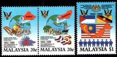 Mint stamp 25th Independance Sabah Sarawak 1988