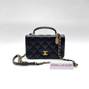 Preloved Chanel 23B Black Caviar Flap Top Handle