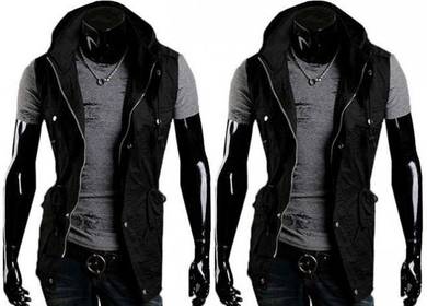 NEW BLACK MULTi-POCKET VEST COAT JACKET