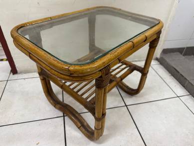 Small Rattan Small Table + Glass