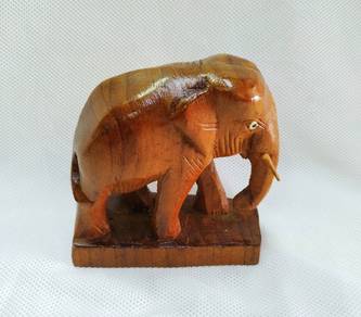 Vintage 1970s Small Hand-Carved Teak Wood Elephant