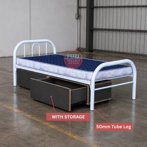 Katil Single Heavy Duty Siap Storage Bawah