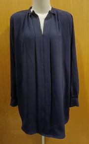 Navy Blue Long Sleeve Blouse
