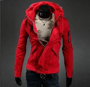 93197 Dual Collar Red Military Coat Sweater Jacket
