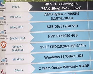 LAPTOP VICTUS BY HP GAMING LAPTOP 15-fb3074AX