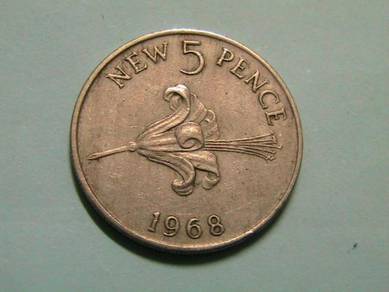 Guernsey 5 New Pence 1968 [Kod : A0870]