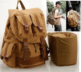 B9252 Retro Brown Travel Cameras DSLR Bag Backpack
