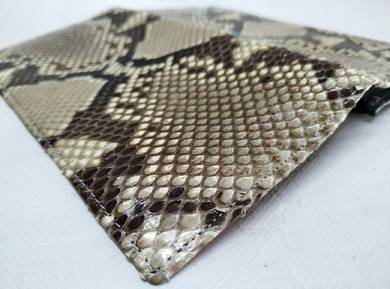 natural python bi-fold checkbook wallet