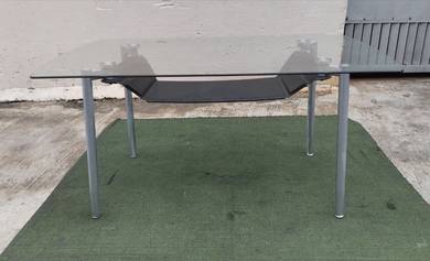 YD03G Meja Makan Kaca 5 Ft Glass Top Dining Table