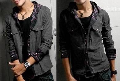 F5048 Men 2-in-1 Hoodie Long Sleeve Cardigan Shirt