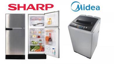 [PAKEJ] Sharp Inverter Fridge + Midea 7.5KG Washer
