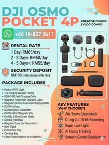 [RENT] DJI OSMO POCKET 4P/ 4 PRO FOR RENT sewa DJI