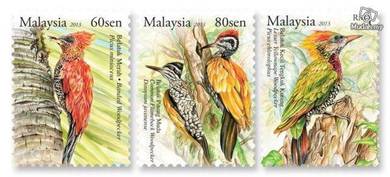 Mint Stamp Woodpecker Belatuk Malaysia 2013