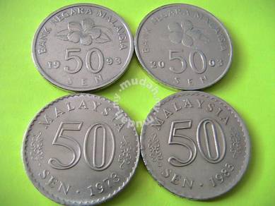 Syiling 50 sen tahun 1973, 1983, 1993 & 2003