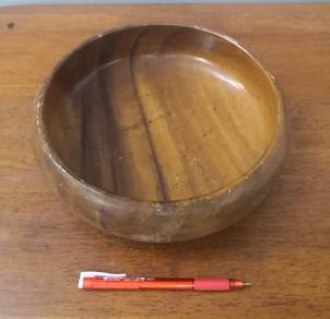 Large wooden shallow fruit bowl