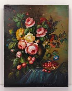 Vintage Floral Oil Painting on Hardboard 6
