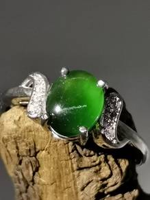 Giok Jadeite Jed Burma Hijau Tua Ais Kaca Gred A