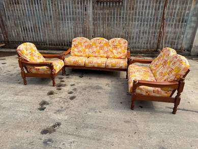 [Set] Solid Wood Sofa 3+2+1 Kayu