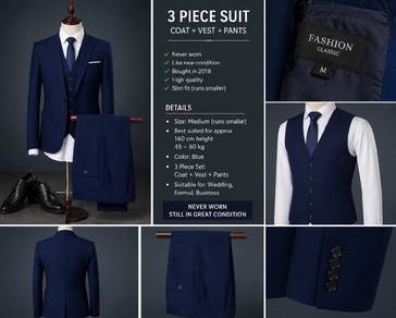 Men's 3-Piece Suit - Never Worn