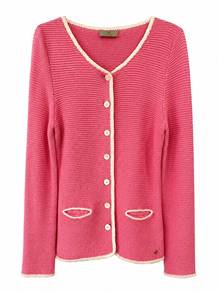 AIGNER 100% Cotton Cardigan – Pink & Cream | EU 38